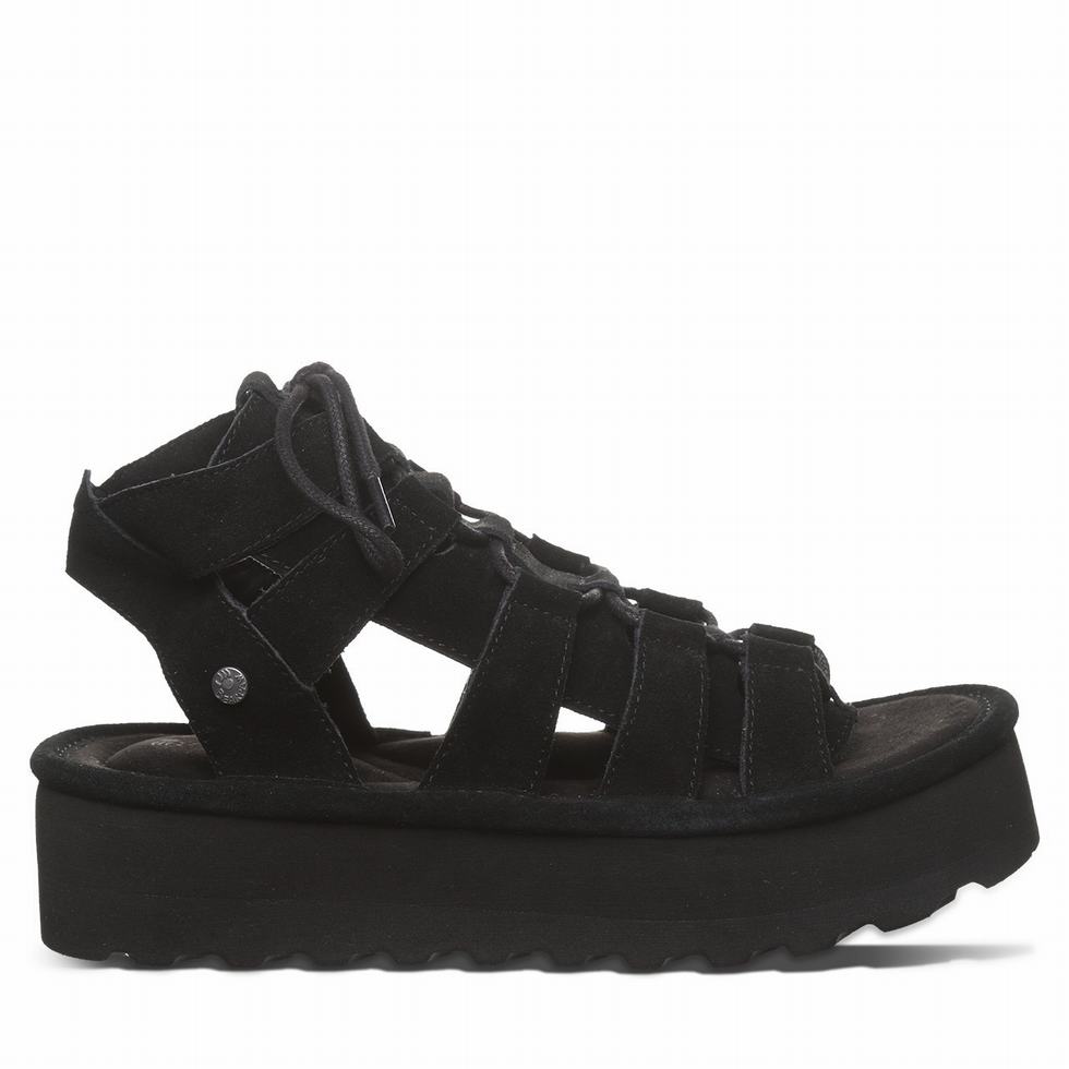 Black Bearpaw Elevation Women Sandals | ABL7136DR